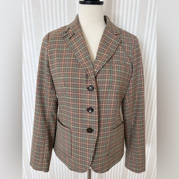 Talbots Jackets & Blazers - Talbots Women’s Plaid Tailored Blazer Jacket Brown Multicolor Houndstooth Size 6